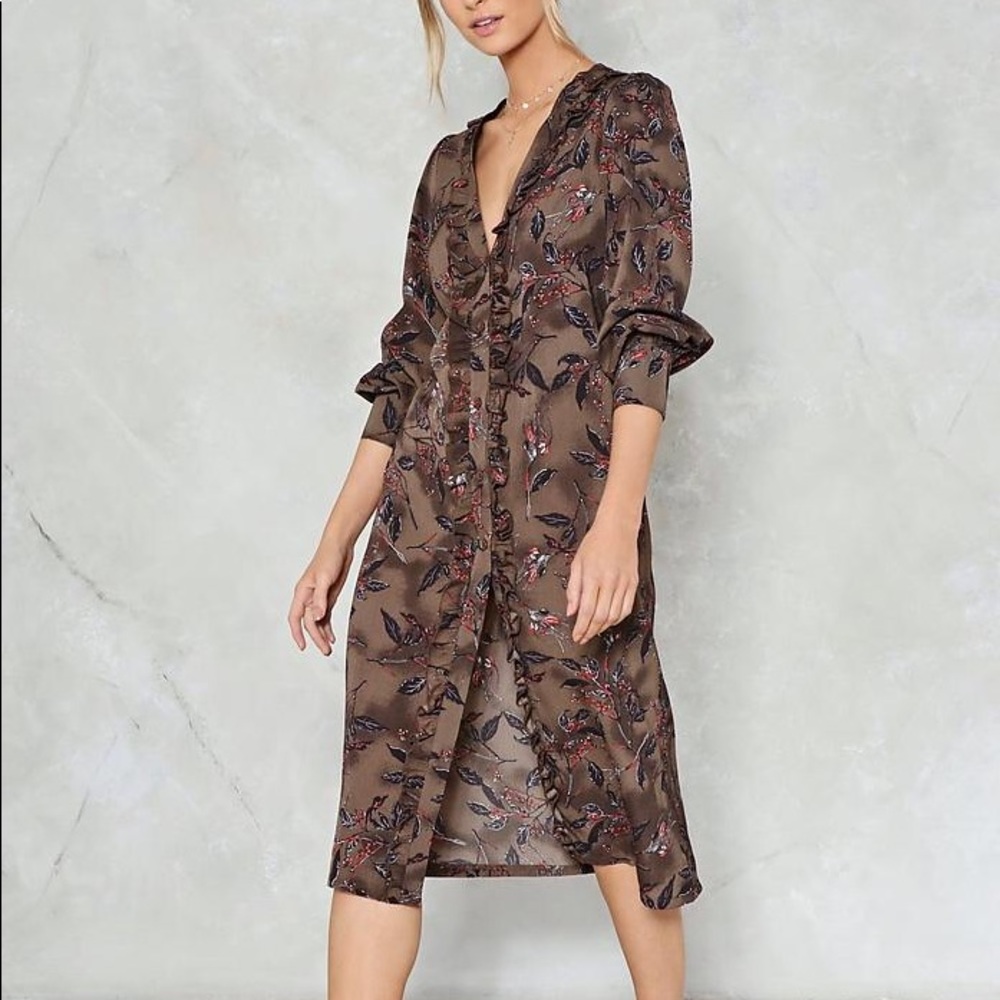 Nasty Gal Button-Up Dress w/ Tie